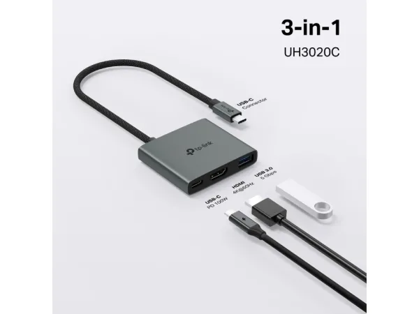 TP-LINK UH3020C USB Type-C 3 in 1 Hub 100W Power Delivery, HDMI 4K@60Hz, USB 3.0