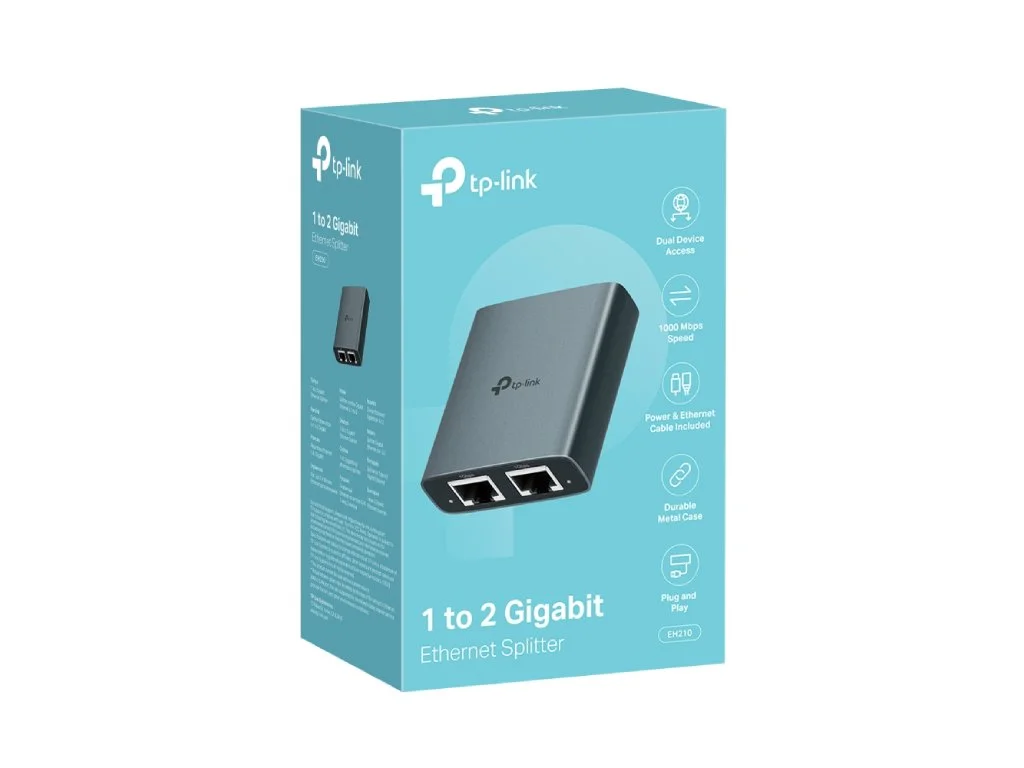 TP-LINK EH210 1 to 2 Gigabit Ethernet Splitter, Aluminum Alloy Case