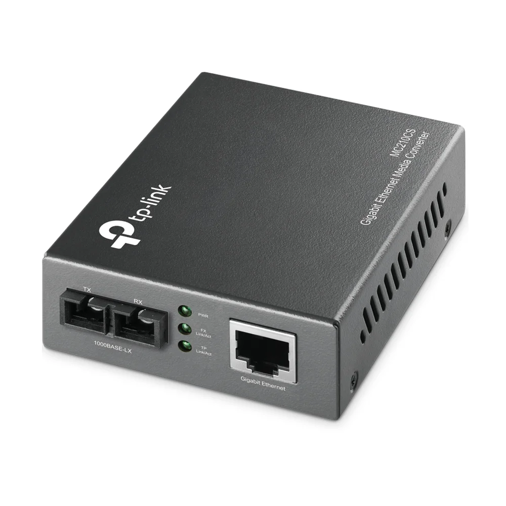 TP-LINK MC210CS 1000Mbps RJ45 to 1000Mbps single-mode SC fiber Converter, Full-duplex, up to 15Km