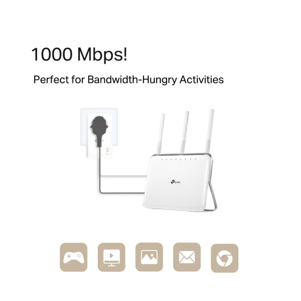 TP-LINK TL-PA7017P KIT AV1000 Gigabit Passthrough Powerline Starter Kit