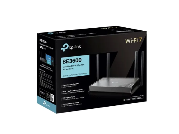 TP-LINK ARCHER BE220 BE3600 Dual-Band Wi-Fi 7 Router, EasyMesh-Compatible
