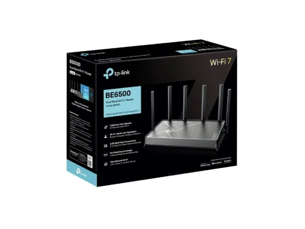 TP-LINK ARCHER BE400 , BE6500 Dual-Band Wi-Fi 7 Router, 2.5 Gbps LAN, 3 1 Gbps LAN, USB 3.0