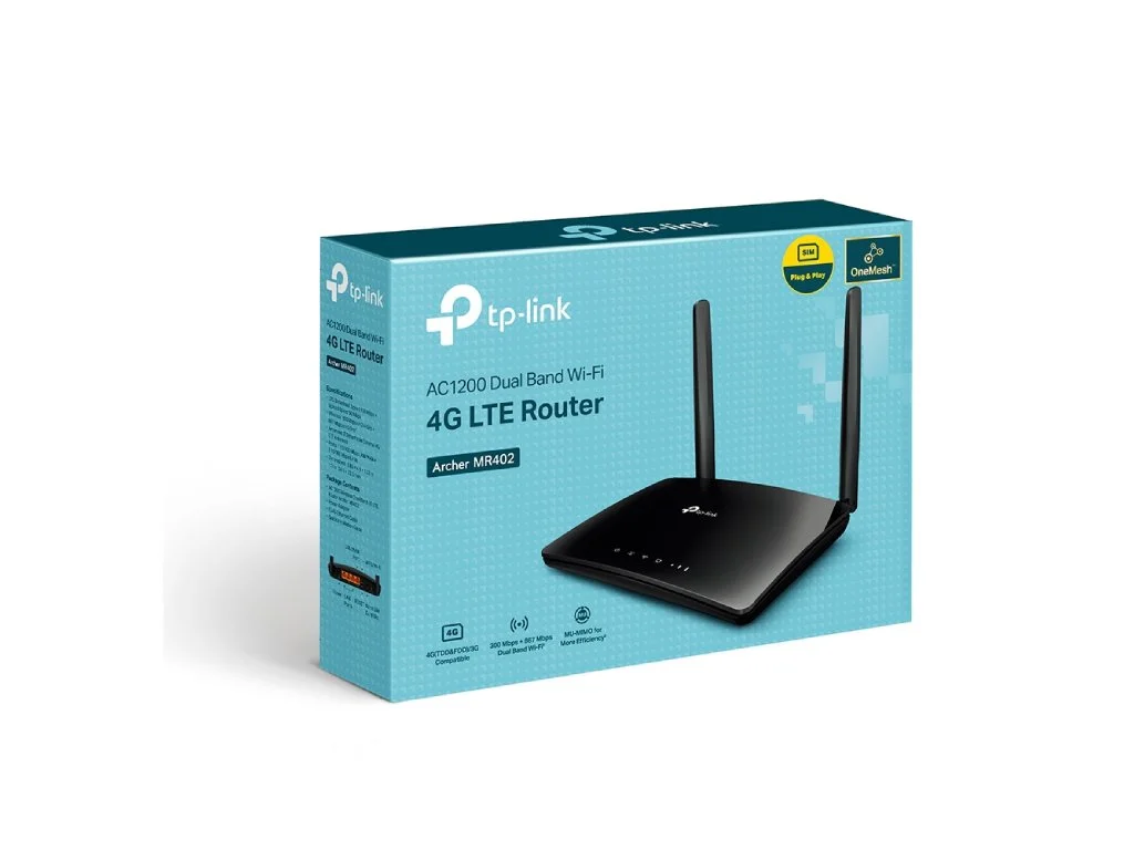 TP-LINK ARCHER MR402 AC1200 Wireless Dual Band 4G LTE Router up to 300 Mbps, 1x Nano SIM Card Slot
