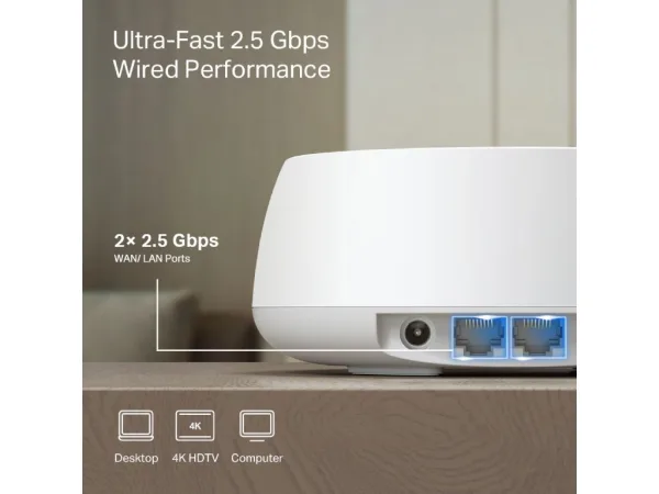 TP-LINK DECO BE25(2-PACK) BE5000 Whole Home Mesh WiFi 7 System, 2x 2.5Gbps, WPS