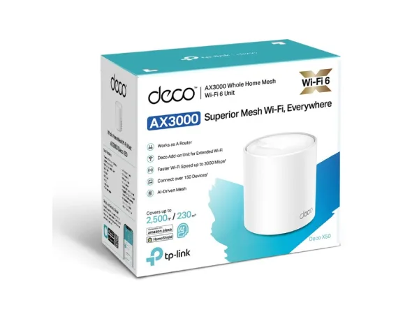 TP-LINK DECO X50(1-pack) AX3000 Whole Home Mesh WiFi 6 System, Coverage: up to 230m2