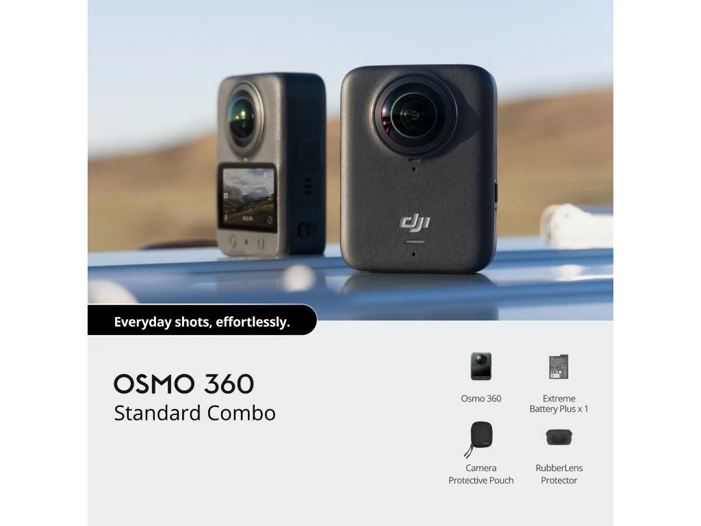DJI Osmo 360 Standard Combo - 1" 360 Imaging, 8K/30fps, 120MP 360 Photo, 105GB Built-in Storage