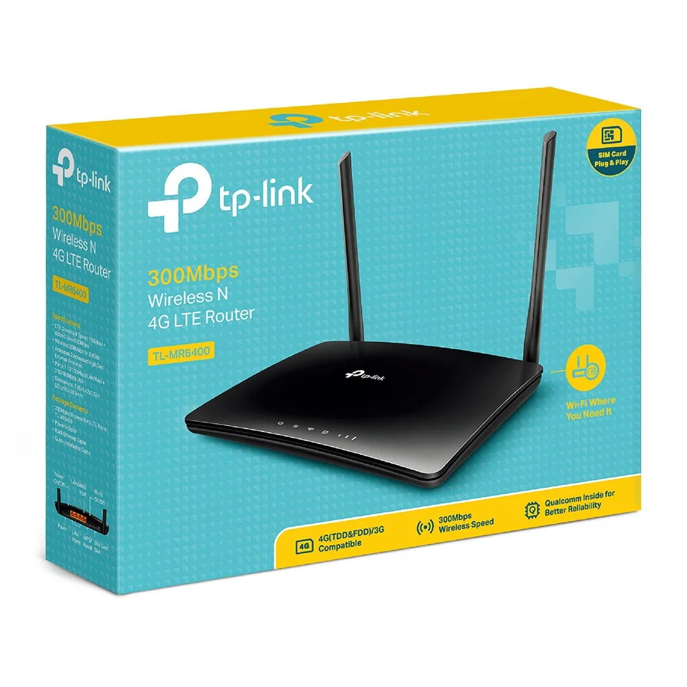 TP-LINK TL-MR6400 300Mbps Wireless N 3G/4G LTE Router, 1x Nano SIM Card Slot
