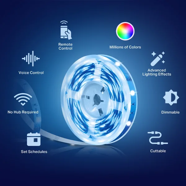 TP-LINK Tapo L900-5 Smart Wi-Fi Light Strip, 5m, 2.4 GHz, Multicolour, Dimmable, Voice Control