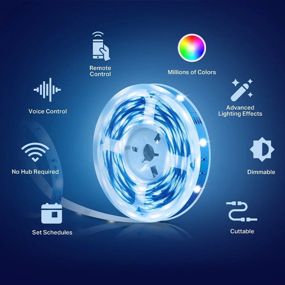 TP-LINK Tapo L900-5 Smart Wi-Fi Light Strip, 5m, 2.4 GHz, Multicolour, Dimmable, Voice Control