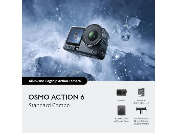 DJI Osmo Action 6 Standard Combo 4K/120 Video, 38MP, OLED TS, 50GB Built-In Storage, 20m Waterproof