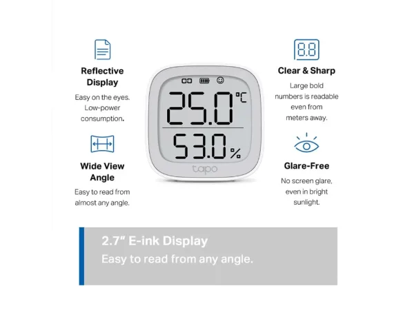 TP-LINK TAPO T315 Smart Temperature & Humidity Monitor, Real-Time Monitoring, 2.7" E-ink Display