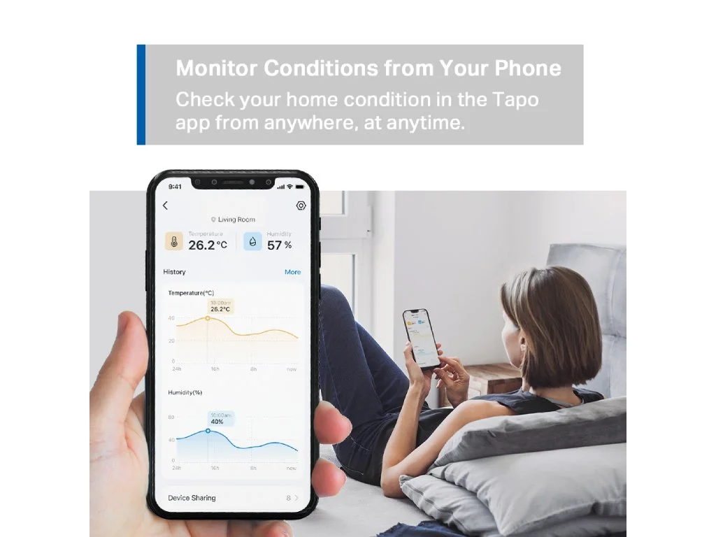 TP-LINK TAPO T315 Smart Temperature & Humidity Monitor, Real-Time Monitoring, 2.7" E-ink Display