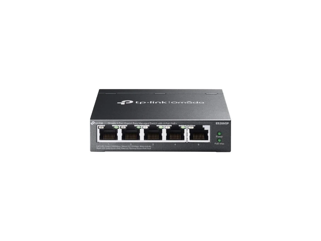 TP-LINK ES205GP Omada 5-Port Gigabit Easy Managed Switch with 4-Port PoE+, 65W Power Budget
