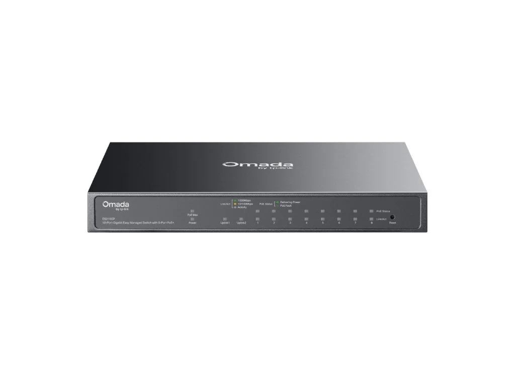 TP-LINK ES210GP Omada 10-Port Gigabit Easy Managed Switch with 8-Port PoE+, 63W Power Budget