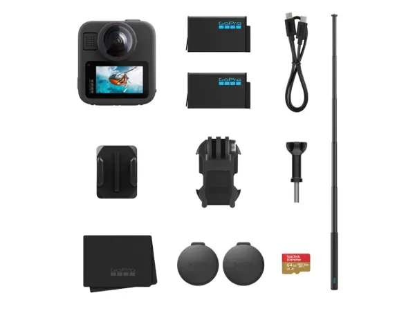 GoPro MAX 2 Accessory Bundle - (1.2m) Extension Pole + Extra Enduro battery + 64GB microSD card