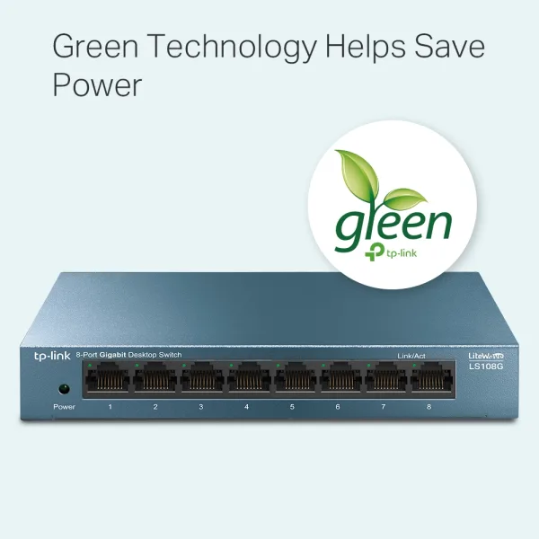 TP-LINK LS108G 8-Port Gigabit Desktop Network Switch, Metal Case