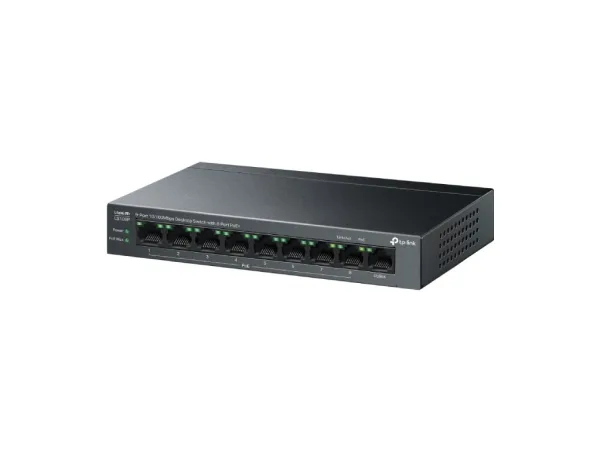 TP-LINK LS109P 9-Port 10/100Mbps Desktop Switch with 8-Port PoE+, 63 W PoE Budget, Up to 250 m
