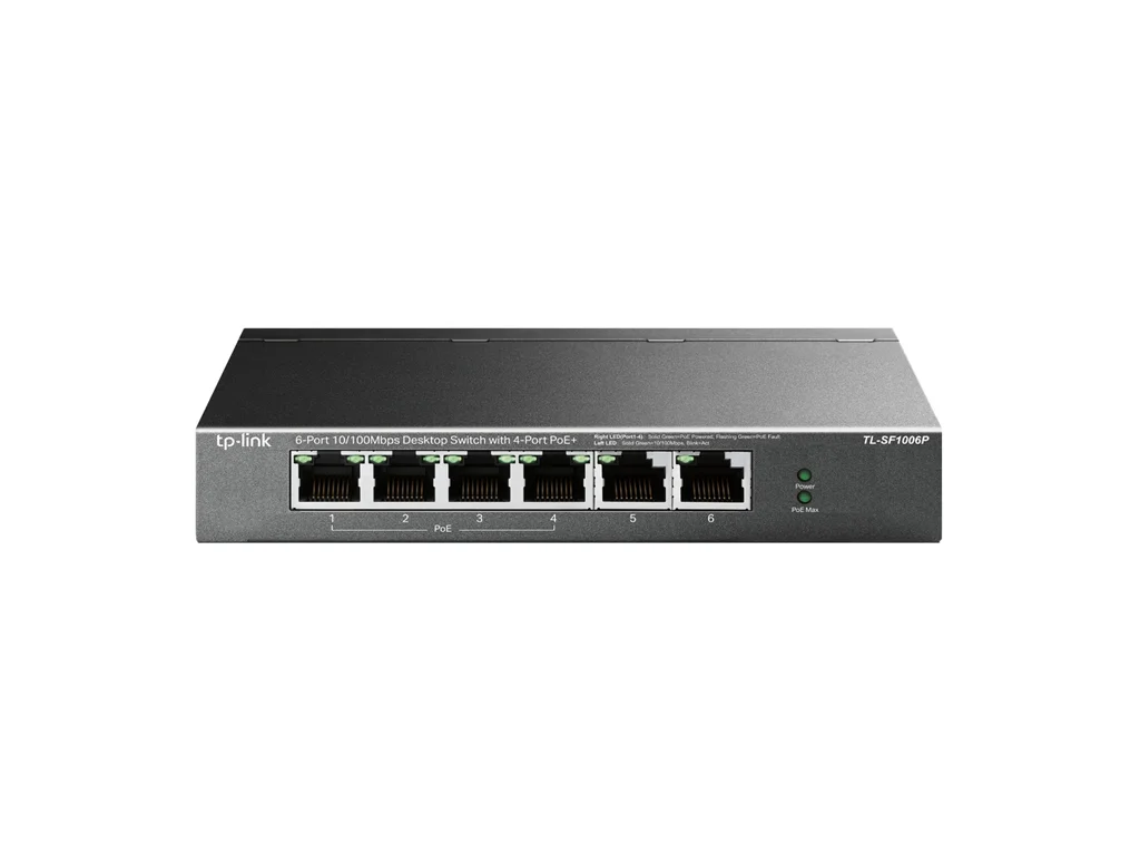 TP-LINK TL-SF1006P 6-Port 10/100Mbps Desktop PoE Switch with 4-Port PoE+