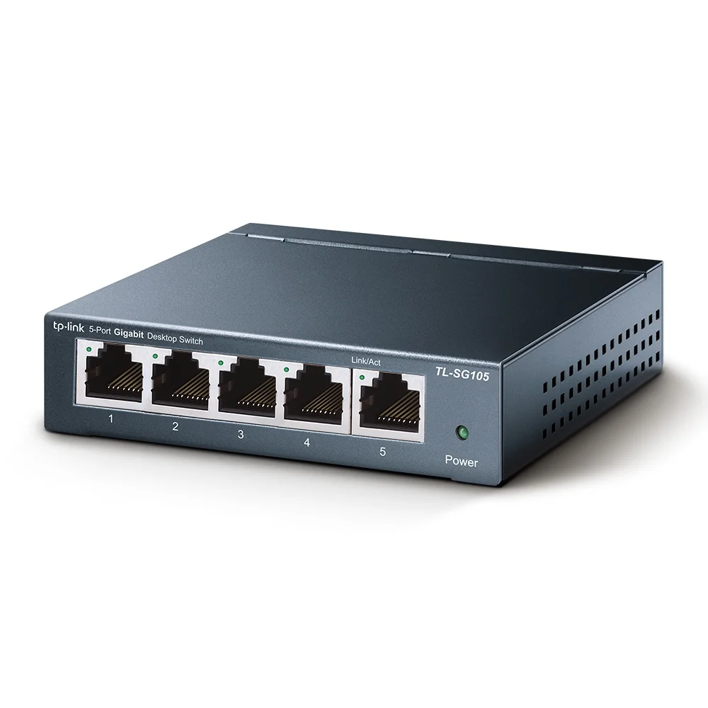 TP-LINK TL-SG105 5-Port  Gigabit 10/100/1000Mbps Desktop Switch, Durable Metal Casing