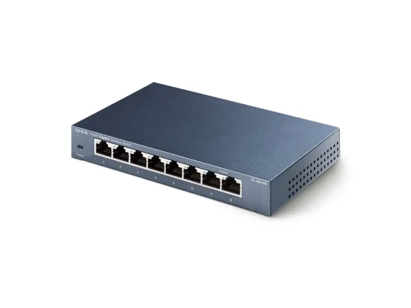 TP-LINK TL-SG108 8-Port Gigabit 10/100/1000Mbps Desktop Switch, Durable Metal Casing