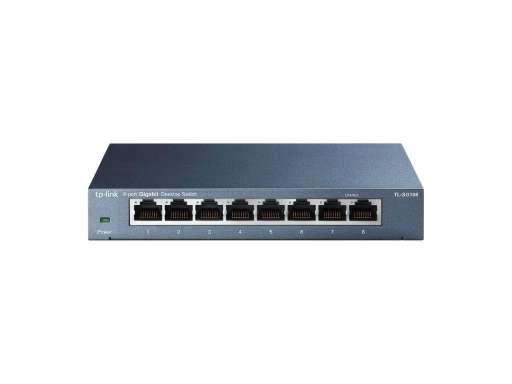 TP-LINK TL-SG108 8-Port Gigabit 10/100/1000Mbps Desktop Switch, Durable Metal Casing