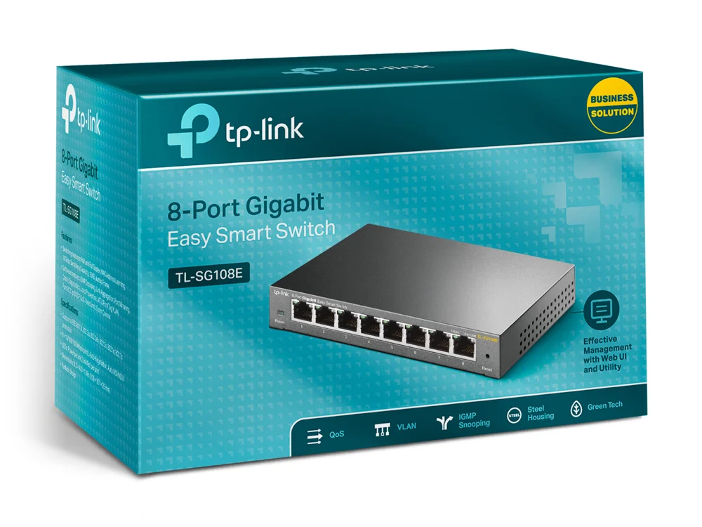 TP-LINK TL-SG108E 8-Port Gigabit Easy Smart Switch, Metal casing
