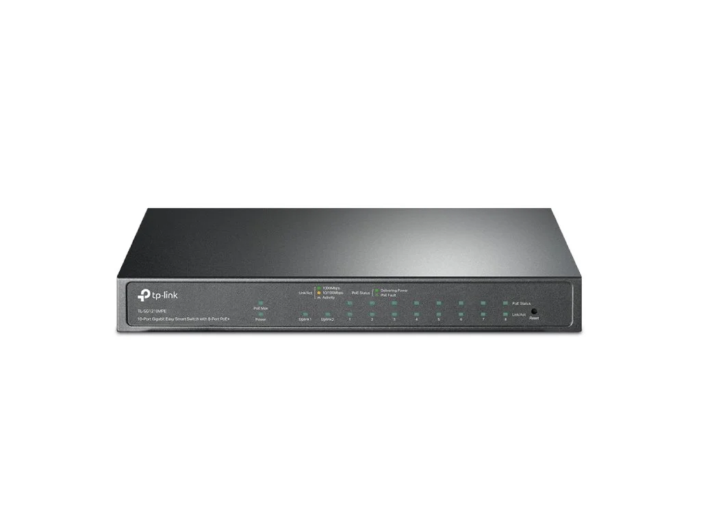 TP-LINK TL-SG1210MPE 10-Port Gigabit Easy Smart Switch with 8-Port PoE+, 123 W PoE budget