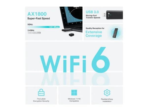TP-LINK ARCHER TX20U AX1800 Dual Antennas High Gain Wireless USB Adapter WiFi 6