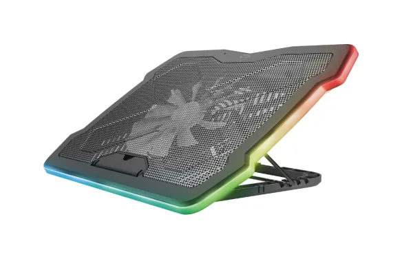 TRUST GXT 1126 AURA Multicolour-Illuminated Laptop Cooling Stand, Max. laptop size 17