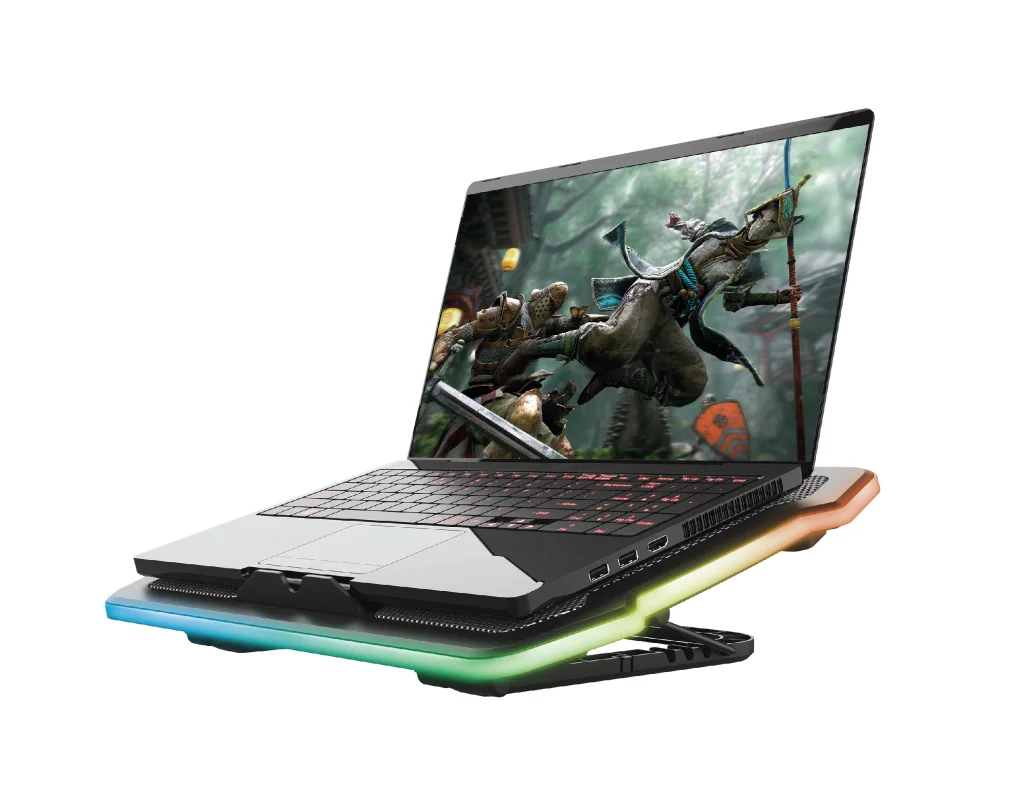 TRUST GXT 1126 AURA Multicolour-Illuminated Laptop Cooling Stand, Max. laptop size 17"